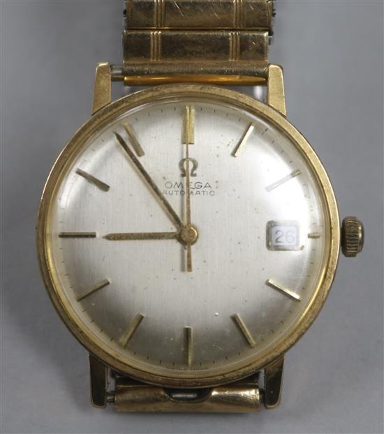 A gentlemans 1960s gold plated and steel Omega automatic wrist watch, movement c.562.